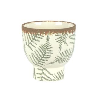 Cachepot Ceramica Branco/Verde 14X14X14 Cm Hasiera
