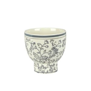 Cachepot Ceramica Branco/Cinza 14X14X14 Cm Hasiera