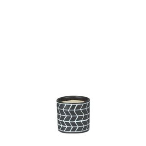 Cachepot Ceramica Branco/Preto 14X14X12 Cm Hasiera