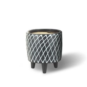 Cachepot Ceramica Branco/Preto 16X16X17.5 Cm Hasiera