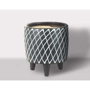Cachepot Ceramica Branco/Preto 14X14X15.5 Cm Hasiera