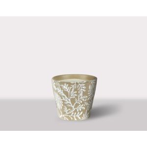 Cachepot Ceramica Branco/Marrom 18X18X16 Cm Hasiera