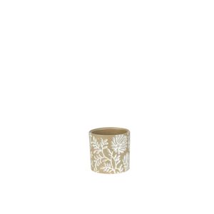 Cachepot Ceramica Branco/Marrom 17X17X14.5 Cm Hasiera