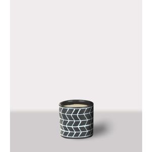 Cachepot Ceramica Branco/Preto 14X14X12 Cm Hasiera