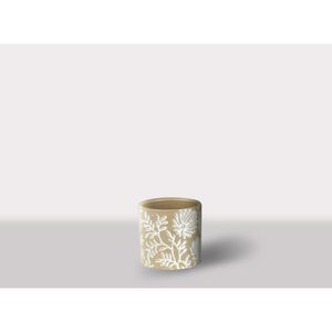 Cachepot Ceramica Branco/Marrom 17X17X14.5 Cm Hasiera