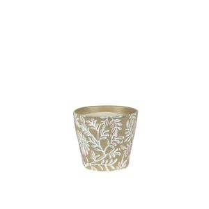 Cachepot Ceramica Branco/Marrom 18X18X16 Cm Hasiera