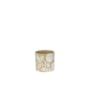 Cachepot Ceramica Branco/Marrom 14X14X12 Cm Hasiera