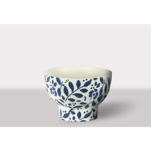 Cachepot Ceramica Branco/Azul 16.5X16.5X12 Cm Hasiera