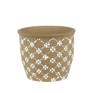 Cachepot Ceramica Branco/Marrom 15X15X12.5 Cm Hasiera