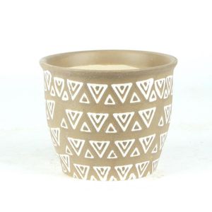Cachepot Ceramica Branco/Marrom 15X15X12 Cm Hasiera