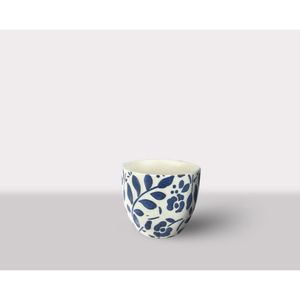 Cachepot Ceramica Branco/Azul 14.5X14.5X14 Cm Hasiera