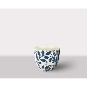 Cachepot Ceramica Branco/Azul 10X10X9.5 Cm Hasiera