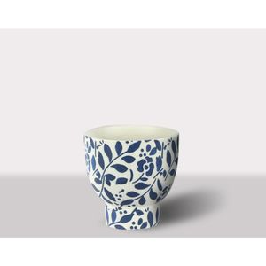 Cachepot Ceramica Branco/Azul 17X17X17 Cm Hasiera