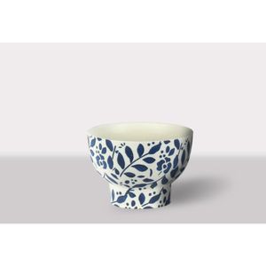 Cachepot Ceramica Branco/Azul 20X20X14 Cm Hasiera