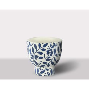 Cachepot Ceramica Branco/Azul 14X14X14 Cm Hasiera