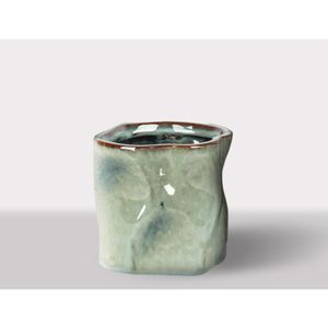 Cachepot Ceramica Verde 14.5X14.5X13.5 Cm Hasiera