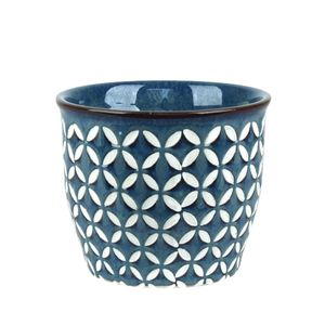 Cachepot Ceramica Branco/Azul 15X15X12.5 Cm Hasiera