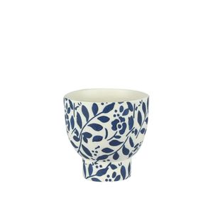 Cachepot Ceramica Branco/Azul 14X14X14 Cm Hasiera
