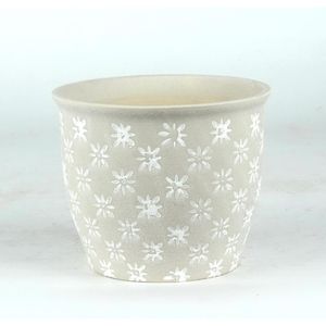 Cachepot Ceramica Branco/Bege 15X15X12.5 Cm Hasiera