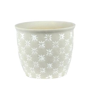 Cachepot Ceramica Branco/Bege 15X15X12.5 Cm Hasiera