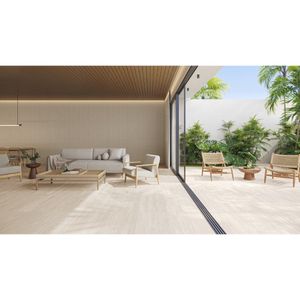 Porcelanato Marmorizado Acetinado Retificado Travertino Clássico Satin Tipo A 100X100CM - CQ0206C1 Biancogres