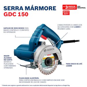 Serra Mármore com 2 discos e Maleta Titan GDC 150 Azul 1500W 220V - 06015486A4 -Bosch