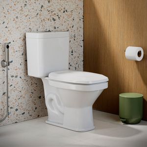 Kit Bacia com Caixa Acoplada e Assento Prímula + Conjunto de Fixação, Tubo de Ligação e Anel de Vedação Branco - 55KT22-1FB - Fiori