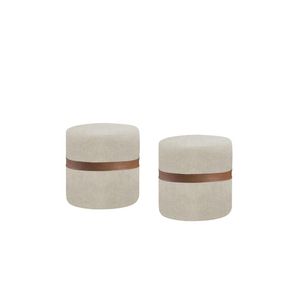 Puff Lord Tec 1000/4010 Bege/ Detalhe Courino Marrom Projeto Decor