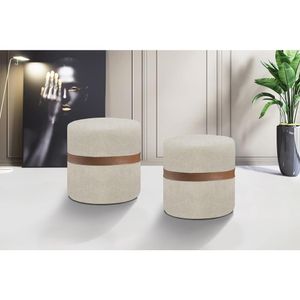 Puff Lord Tec 1000/4010 Bege/ Detalhe Courino Marrom Projeto Decor