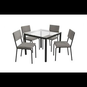 Conjunto Mesa Reno com Tampo de vidro e 4 cadeiras Crome Kappesberg
