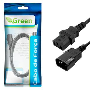 Cabo Força Green Extensor P/ Ligar Computador 2M 3X0,75Mm Preto
