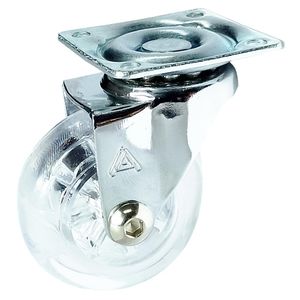 Rodizio De Mesa Giratório Sem Freio Roda Transparente 50MM Cromado Capacidade Carga 35Kg Aliança
