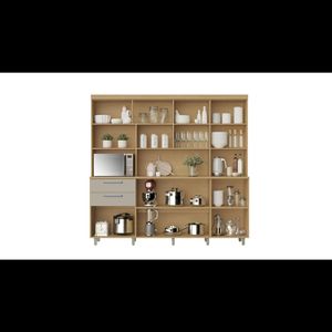 Cozinha 7 Portas 2 Gavetas Nobreza 210Cm 100% Mdf Crv-Grg Nesher