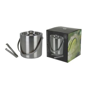 Conjunto Balde Com Pegador Excellent Houseware Prata 15Cm Aço Inoxidável Hasiera