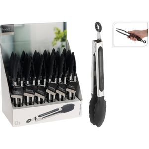 Pinça Para Cozinha Excellent Houseware Preto/Prata 27Cm Aço Inoxidável Hasiera