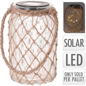 Luminária Solar Formato Pote Vidro Hasiera Natural 11,0X18,5Cm Vidro Hasiera