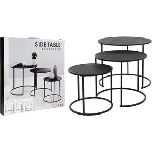 Mesa Lateral Com Tampo H & S Collection Preto Mdf Hasiera