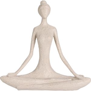 Estátua De Ioga Sentada Hasiera Branco/Preto 19X5X18,5Cm Polistone Hasiera