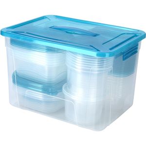 Conjunto De Potes Plásticas Excellent Houseware 100 Peças Azul/Transparente Polipropileno Hasiera