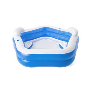 Piscina Inflável 575L Pentágono 2,13M X 2,06M X 69Cm C/ 2 Encostos + 2 Porta Copos + 2 Banquinhos 54153 Bestway