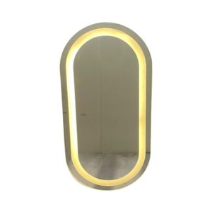 Espelho Oval Jateado Illuminato Com Led 100X50cm Branco Quente 3000K 220v Vfglass