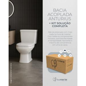 Conjunto Acoplado Com  Kit de Instalação Solução Completa Anturius Branco 3/6L  Branco  Soft Close Luzarte