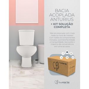 Conjunto Acoplado Com  Kit de Instalação Solução Completa Anturius Branco 3/6L  Branco  Soft Close Luzarte