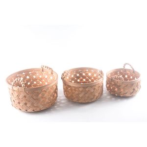 Cj Cestos Bambu 3Pc 17X30Cm/14X25Cm/12X22Cm Hasiera
