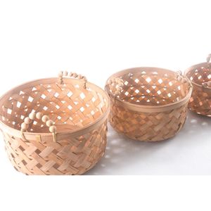 Cj Cestos Bambu 3Pc 17X30Cm/14X25Cm/12X22Cm Hasiera