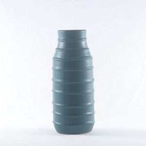 Vaso Decor Ceramica 12X28Cm Linhas Verdes Hasiera