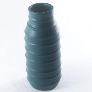 Vaso Decor Ceramica 12X28Cm Linhas Verdes Hasiera