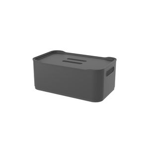 Cesta Com Tampa Fit Grande Cinza Coza