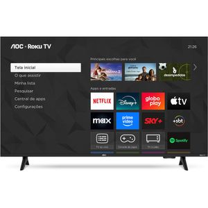 TV Smart 32" HD Roku TV com Botão Youtube Netflix e Comando de Voz Preto - 32S5155/78G - AOC